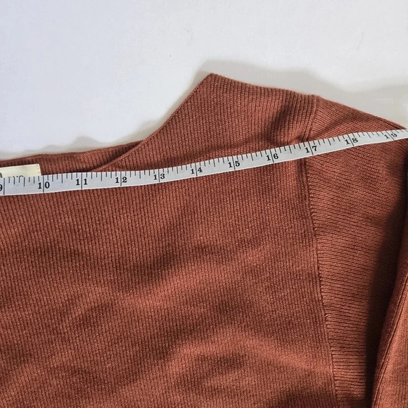 Peach Love terracotta orange sweater dress puff long sleeve knit sz M - Picture 7 of 10